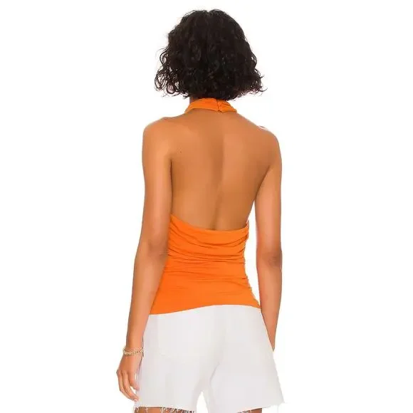 Veronica Beard TES13871 Halter Neck Layla Top Orange Size Medium NWT